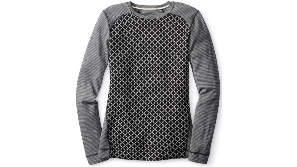 Smartwool NTS Mid 250 Crew - Women's-Black/Light Gray Heather-X-Small