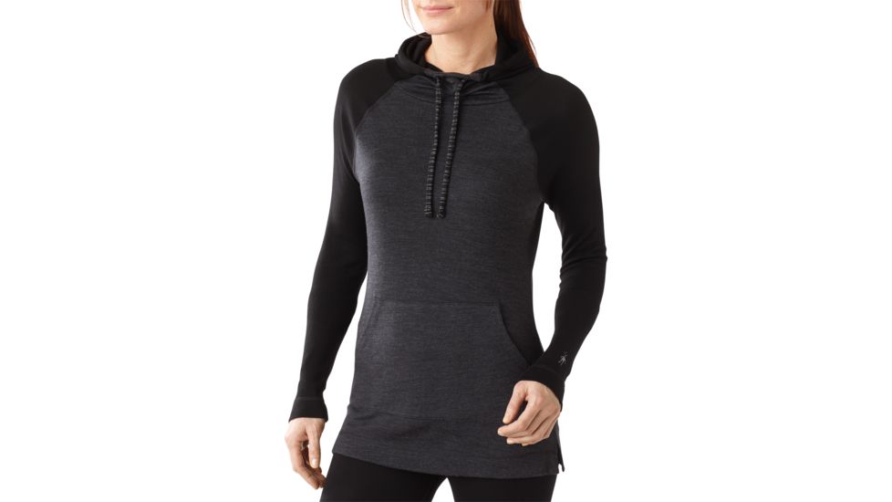 Smartwool NTS Mid 250 Drape Neck Hoody - Womens -Charcoal Heather-Small