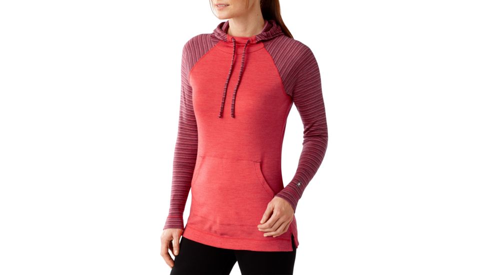 Smartwool NTS Mid 250 Drape Neck Hoody - Womens -Hibiscus Heather-Small