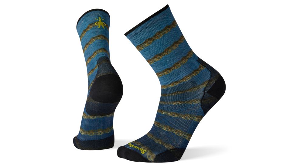 Smartwool PhD Cycle Ultra Light Chains Print Crew Socks - Mens, Black, Extra Large, SW001262001-XL