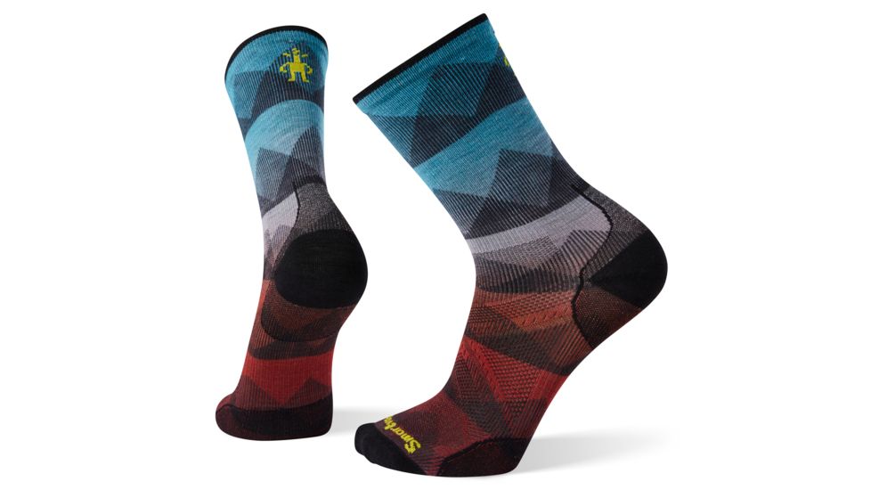 Smartwool PhD Cycle Ultra Light Mountain Mesh Print Crew Socks - Mens, Capri, Extra Large, SW001263810-XL