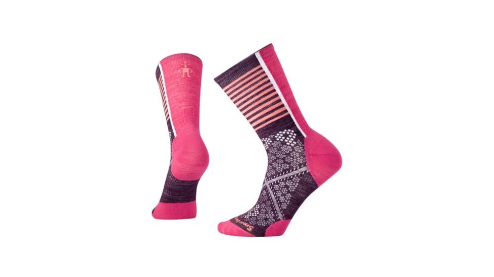 Smartwool PhD Cycle Ultra Light Pattern Crew Sock - Women's, Bordeaux, Small SW000763590-S