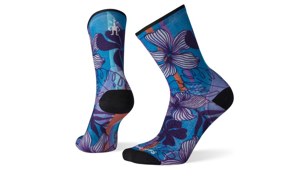 Smartwool PhD Cycle Ultra Light Print Crew Socks - Womens, Geyser Blue, Small, SW001265B35-S