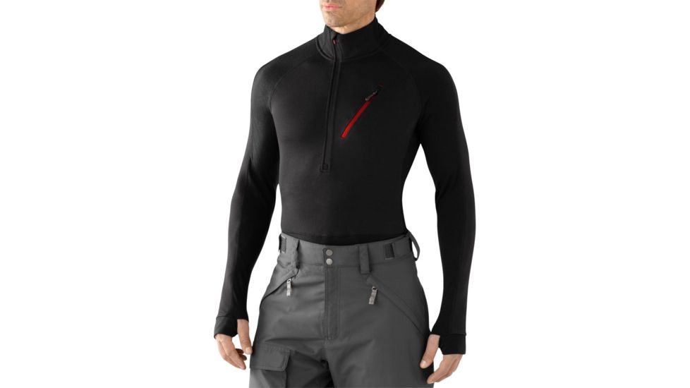 Smartwool PhD HyFi Divide Half Zip - Men's-Black-Large