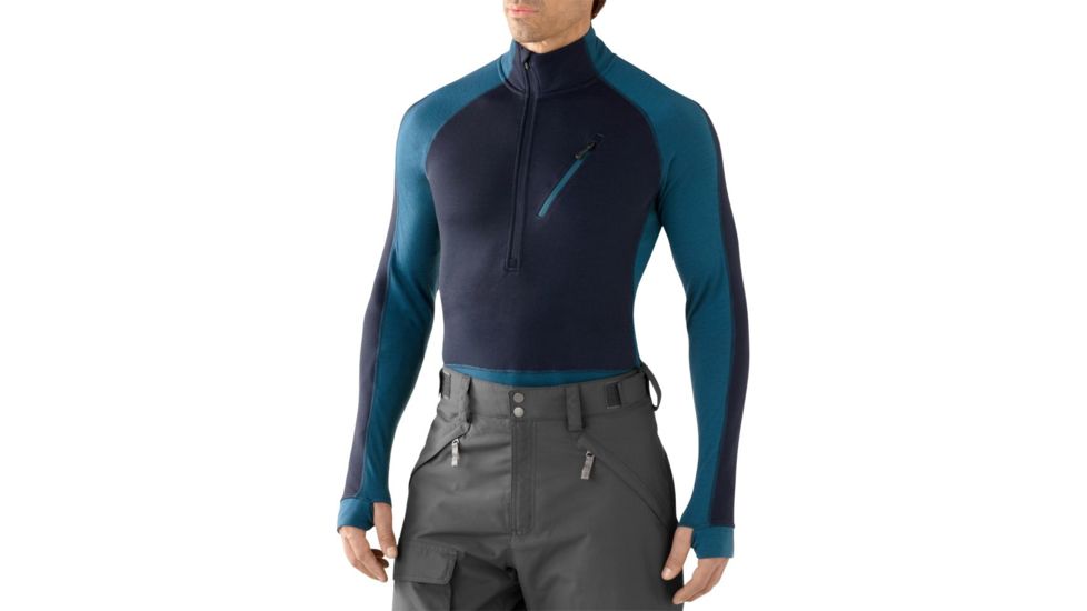 Smartwool PhD HyFi Divide Half Zip - Men's-Deep Sea-Large