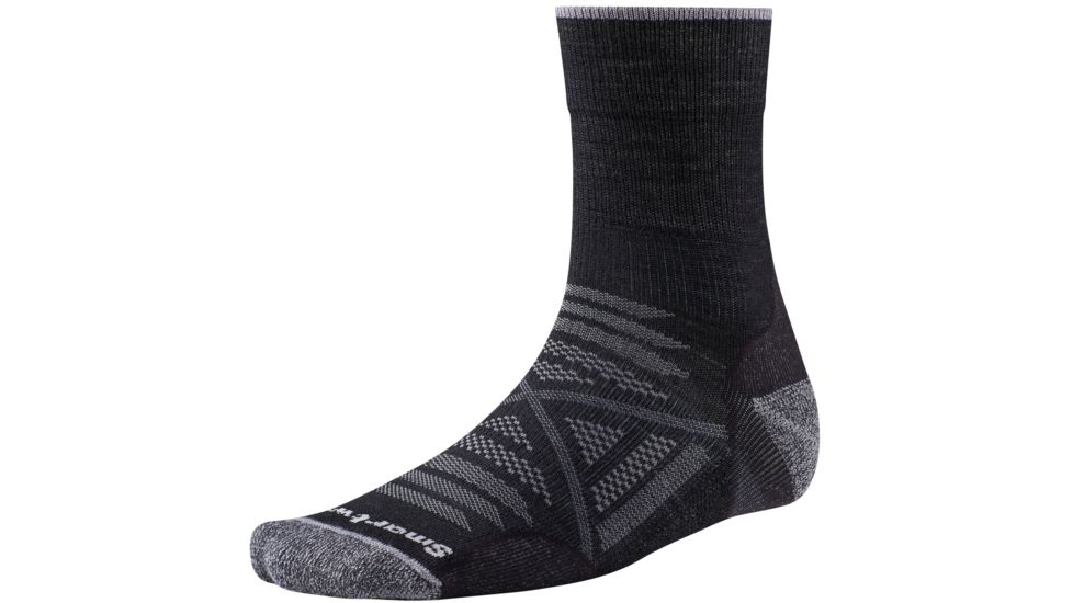 Smartwool PhD Outdoor Light Mid Crew Sock - Men's-Black/White-Medium