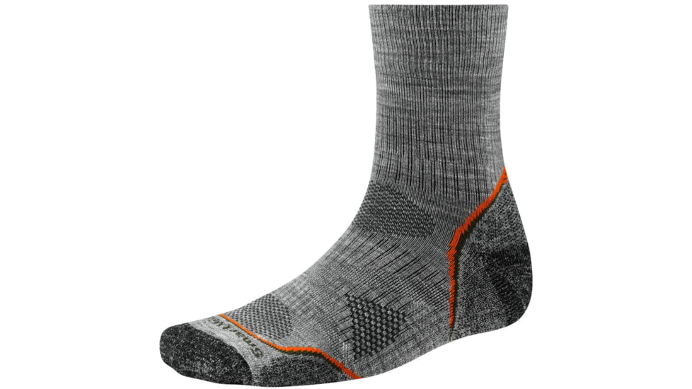 Smartwool PhD Outdoor Light Mid Crew Sock - Men's-Light Gray-Large