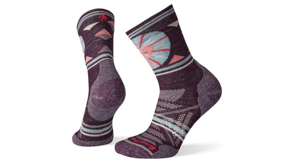 Smartwool PhD Outdoor Light Pattern Crew Socks - Womens, Bordeaux, Large, SW001230590-L