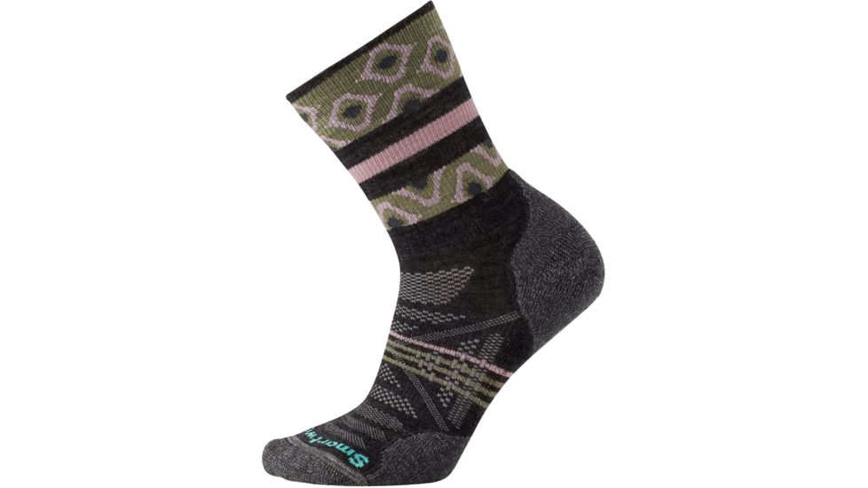 Smartwool PhD Outdoor Light Pattern Mid Crew Sock - Women's-Charcoal Black-Medium