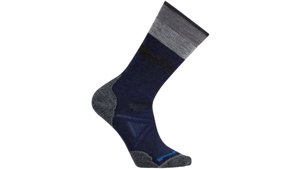 Smartwool PhD Outdoor Medium Crew Sock - Men's -Deep Navy/Med Gray-Medium