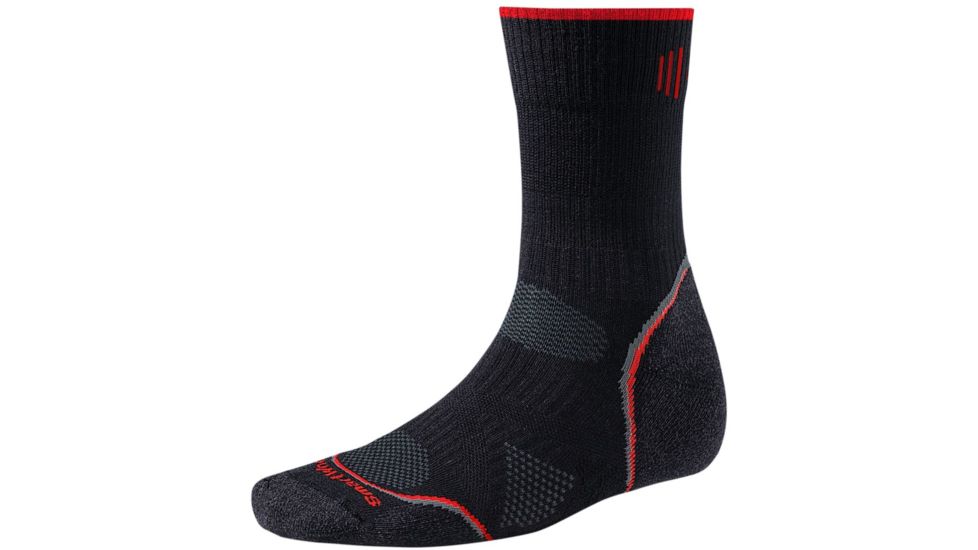 Smartwool PhD Outdoor Mid Crew - Men's-Black/Red-X-Large