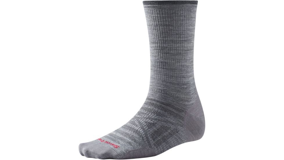 Smartwool PhD Outdoor Ultra Light Crew Sock - Men's-Light Gray-Large