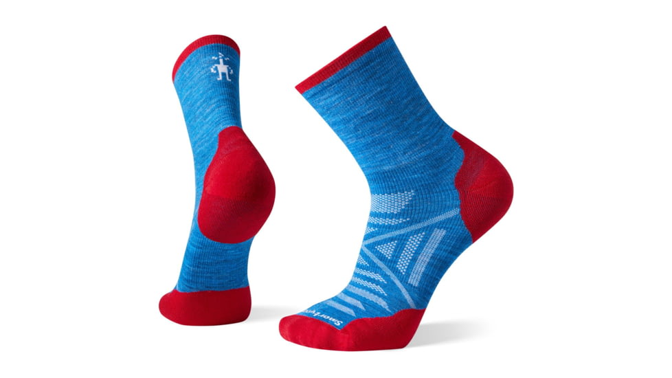 Smartwool PhD Run Cold Weather Mid Crew Socks, Neptune Blue, Medium, SW001368E18-M