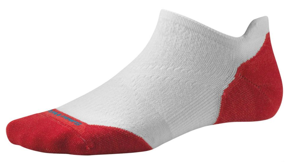 Smartwool PhD Run Light Elite Micro Sock - Womens-White/Hibiscus-Large