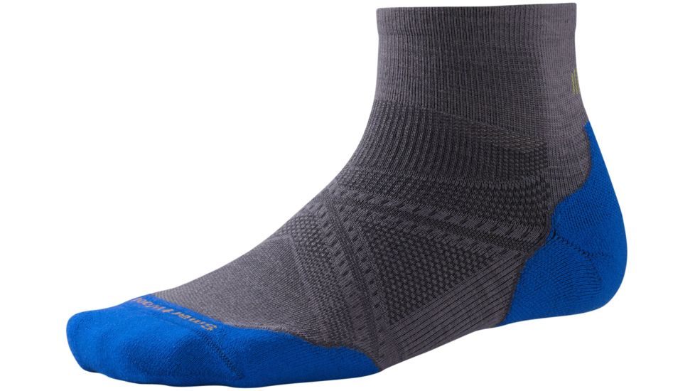 Smartwool PhD Run Light Elite Mini Sock - Men's-Graphite/Bright Blue-Large