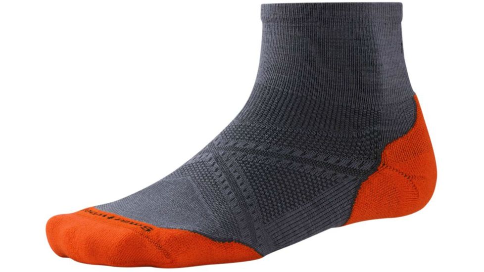 Smartwool PhD Run Light Elite Mini Sock - Men's-Graphite/Dark Orange-Large