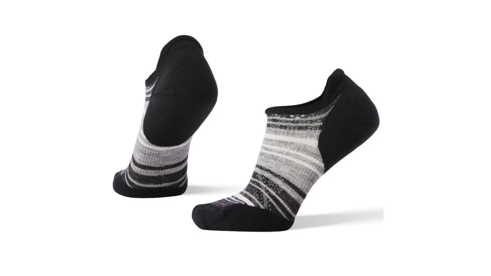 Smartwool PhD Run Light Elite Striped Micro Socks - Womens, Black/Light Gray, Large, SW000772007-L