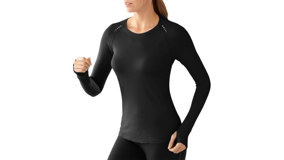 Smartwool PhD Run Long Sleeve Crew - Women's-Black-X-Small