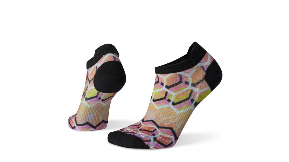 Smartwool PhD Run Ultra Light Hex Print Micro Socks - Womens, Bright Coral, Large, SW001232494-L