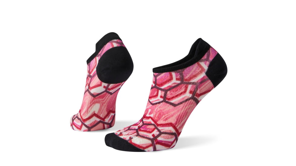 Smartwool PhD Run Ultra Light Hex Print Micro Socks - Womens, Very Berry, Large, SW001232E23-L
