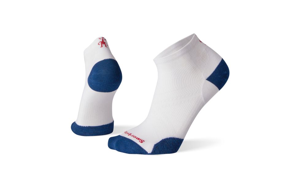 Smartwool PhD Run Ultra Light Low Cut Socks - Mens, White/Alpine Blue, Large, SW001406D88-L
