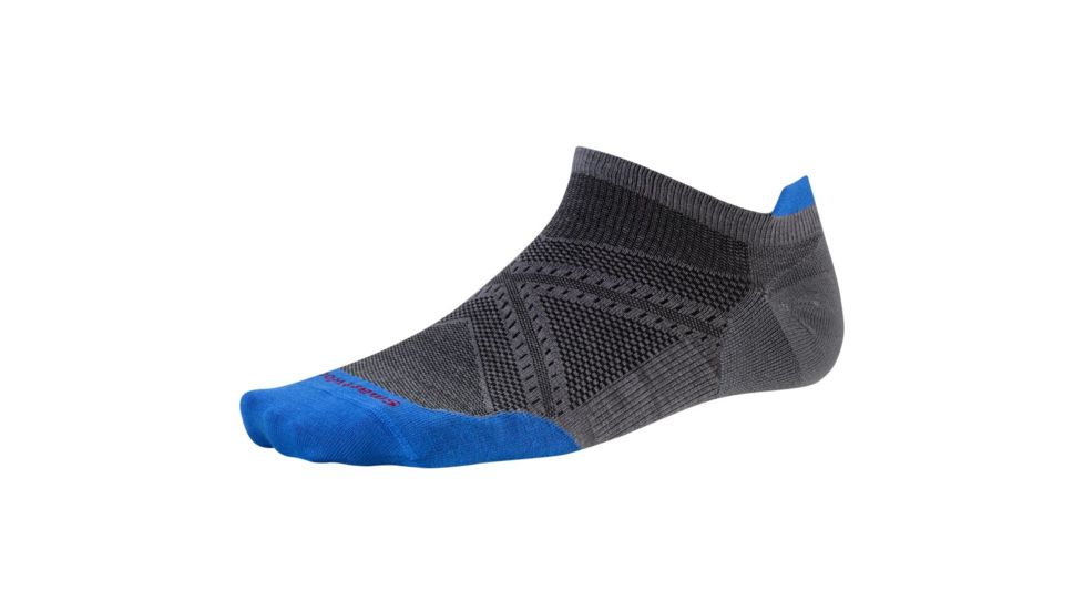 Smartwool PhD Run Ultra Light Micro Sock - Mens-Graphite/Bright Blue-Medium