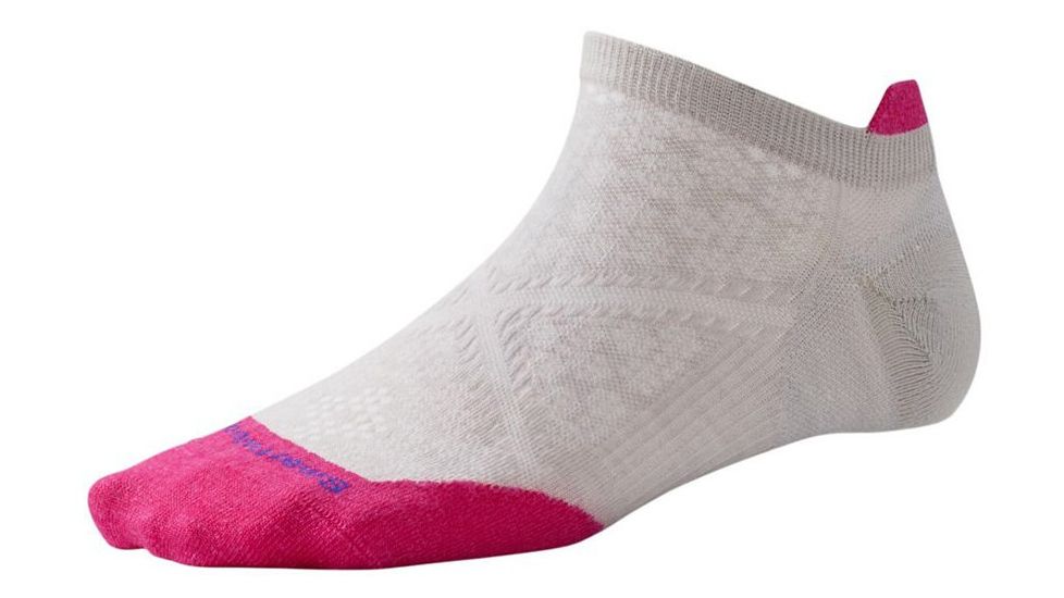 Smartwool PhD Run Ultra Light Micro Sock - Women's-Silver/Bright Pink-Small