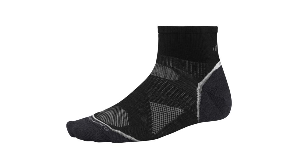 Smartwool PhD Run Ultra Light Mini Sock - Men's -Black/White-Large