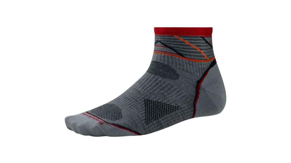 Smartwool PhD Run Ultra Light Mini Sock - Men's-Graphite/Bright Red-X-Large