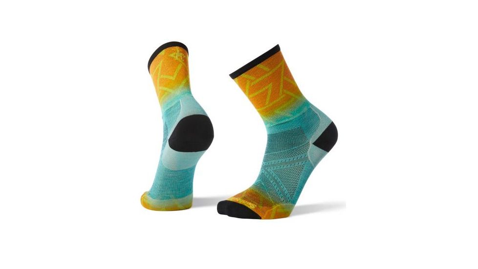 Smartwool PhD Run Ultra Light Print Crew, Capri, Large, SW003997810-L