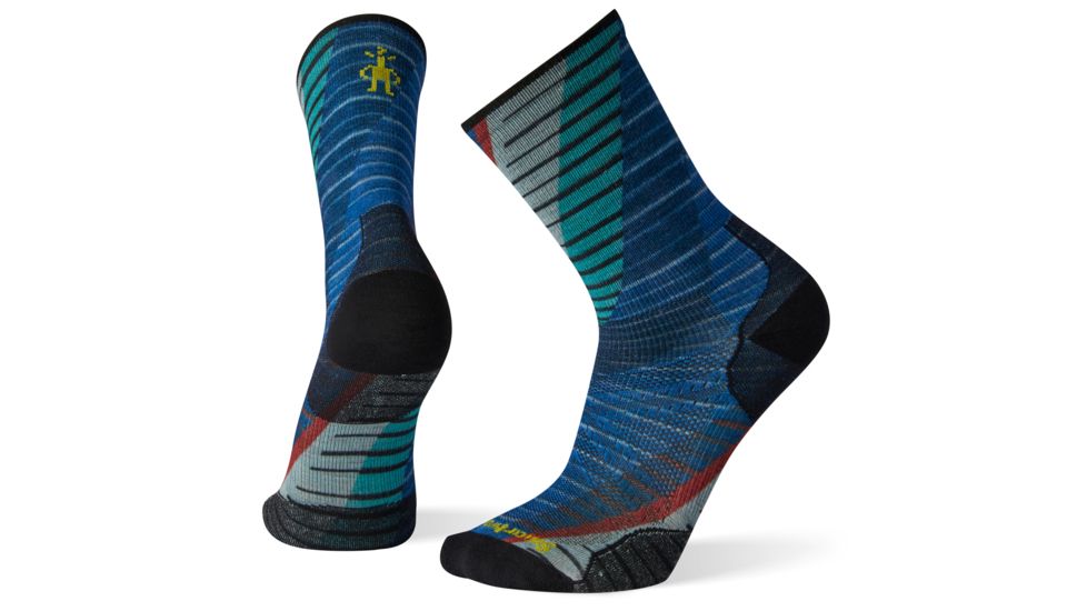 Smartwool PhD Run Ultra Light Print Crew Socks - Mens, Bright Blue, Large, SW001256378-L