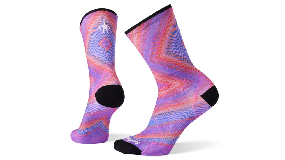 Smartwool PhD Run Ultra Light Print Crew Socks - Womens, Meadow Mauve, Large, SW001235A22-L