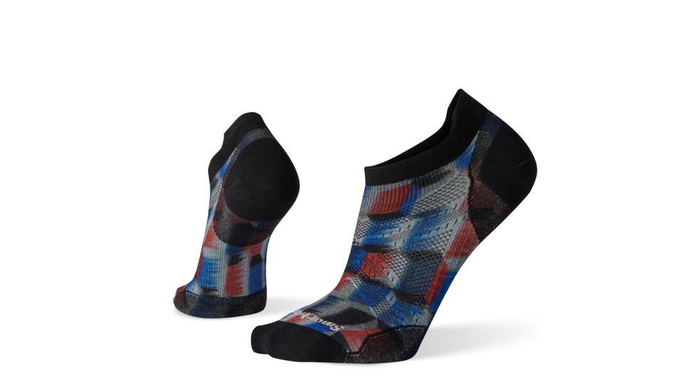 Smartwool PhD Run Ultra Light Stacked Block Print Micro Socks - Mens, Bright Blue, Extra Large, SW001258378-XL
