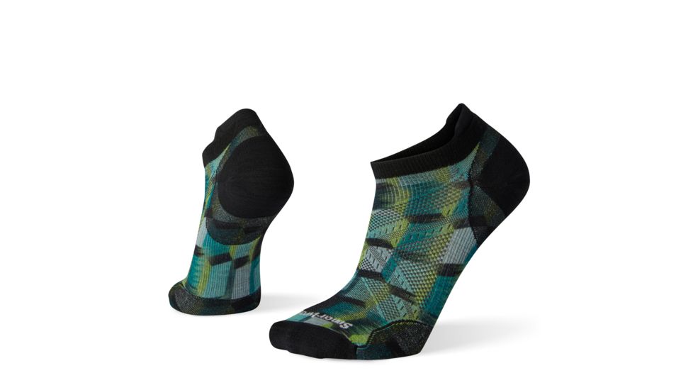 Smartwool PhD Run Ultra Light Stacked Block Print Micro Socks - Mens, White, Extra Large, SW001258122-XL