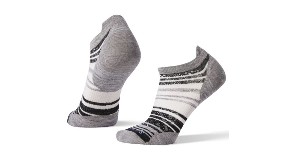 Smartwool PhD Run Ultra Light Striped Micro Socks - Womens, Light Gray, Small, SW001410039-S