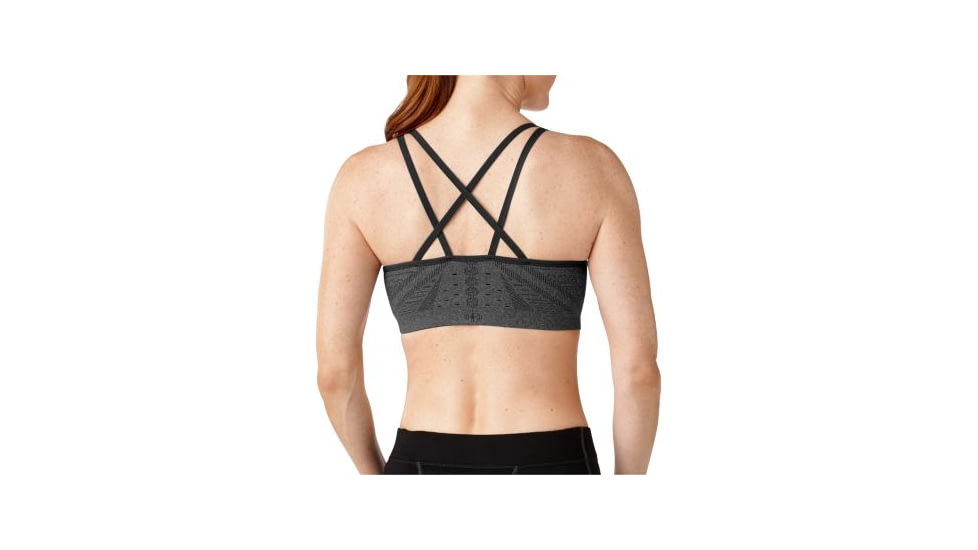Smartwool PhD Seamless Double Strappy Bra - Womens, Charcoal Heather, Extra Small, SW0SO165010XS