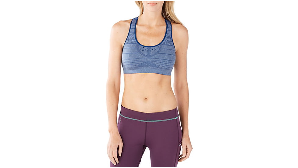 Smartwool PhD Seamless Racerback Bra, Dark Blue Heather, Medium, SW0SO160503M