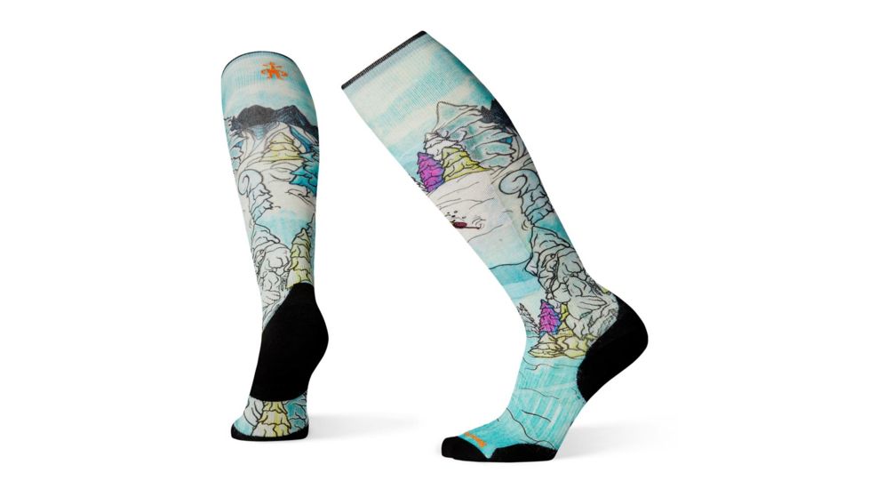Smartwool PhD Ski Light Elite Pow Days Print Socks, Multi Color, Medium, SW001184150-M