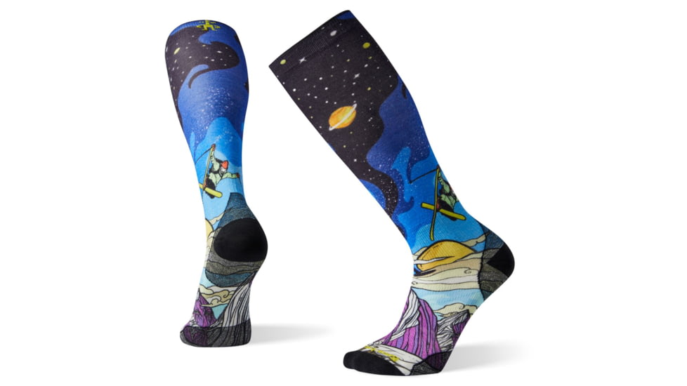 Smartwool PhD Ski Ultra Light Benchetler Print Socks, Multi Color, Medium, SW001199150-M