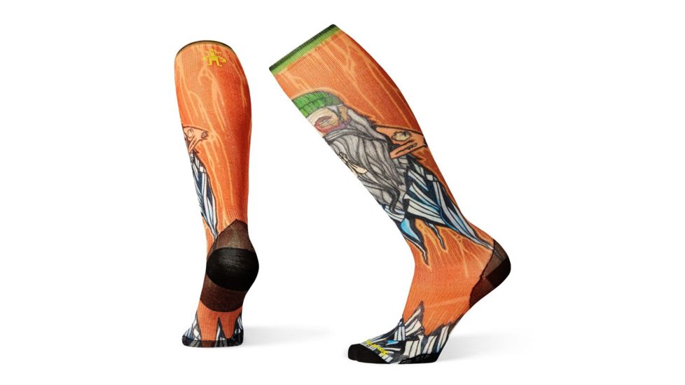 Smartwool PhD Ski Ultra Light Old Man Winter Print Socks, Cardamom, Medium, SW001046877-M