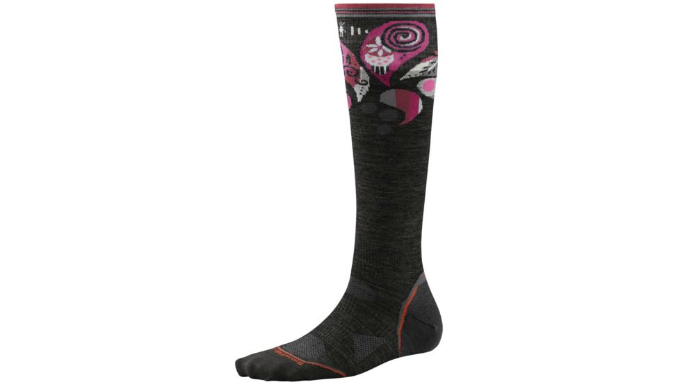 Smartwool PhD Ski Ultra Light Sock - Women's-Black/Berry-Medium
