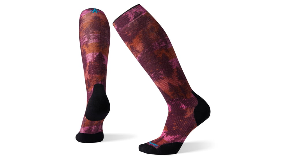 Smartwool PhD Snow Light Elite Print Socks - Womens, Bordeaux, Small, SW001448590-S