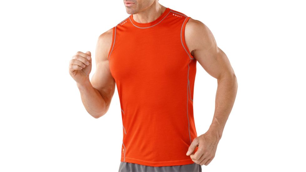 Smartwool PhD Ultra Light Sleeveless Top - Mens-Bright Orange-Small