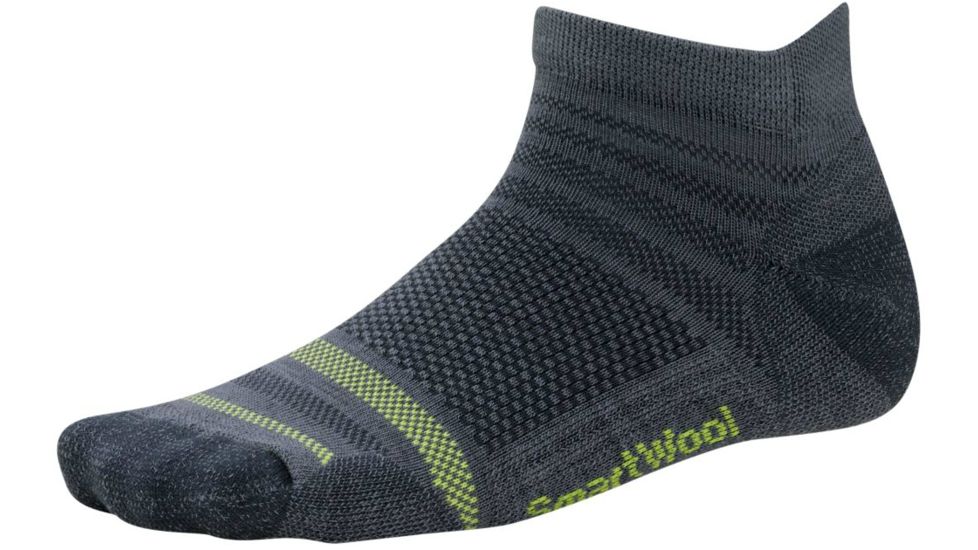 Smartwool Run Light Micro Sock - Men's-Graphite/ Green-X-Large