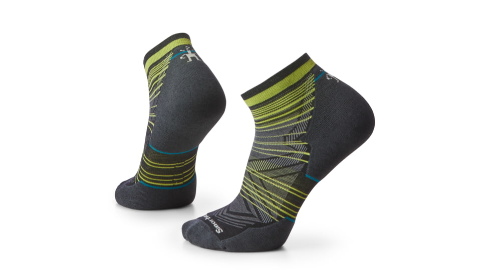 Smartwool Run Targeted Cushion Pattern Ankle Socks, Black, Large, SW0016620011-001 BLACK-L