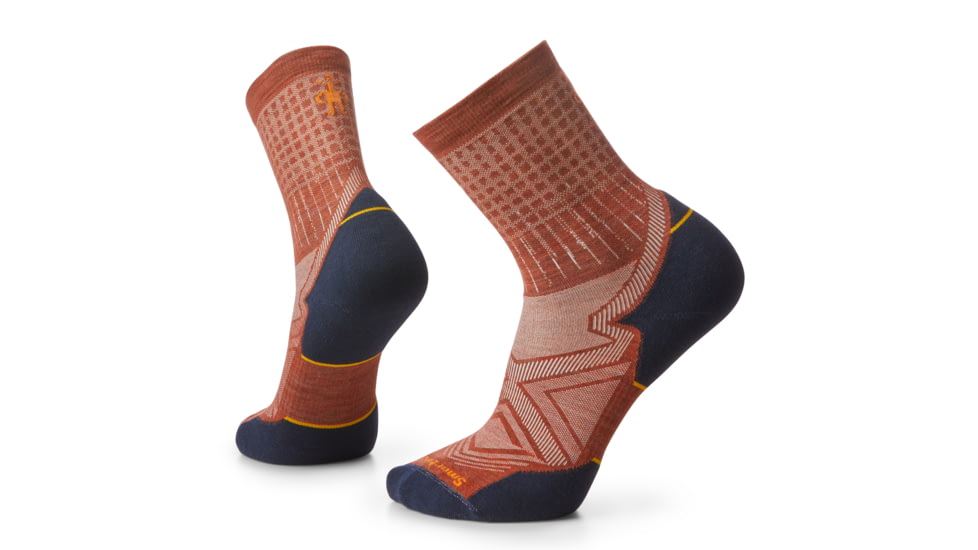 Smartwool Run Targeted Cushion Pattern Mid Crew Socks, Picante, Large, SW001664J331-L
