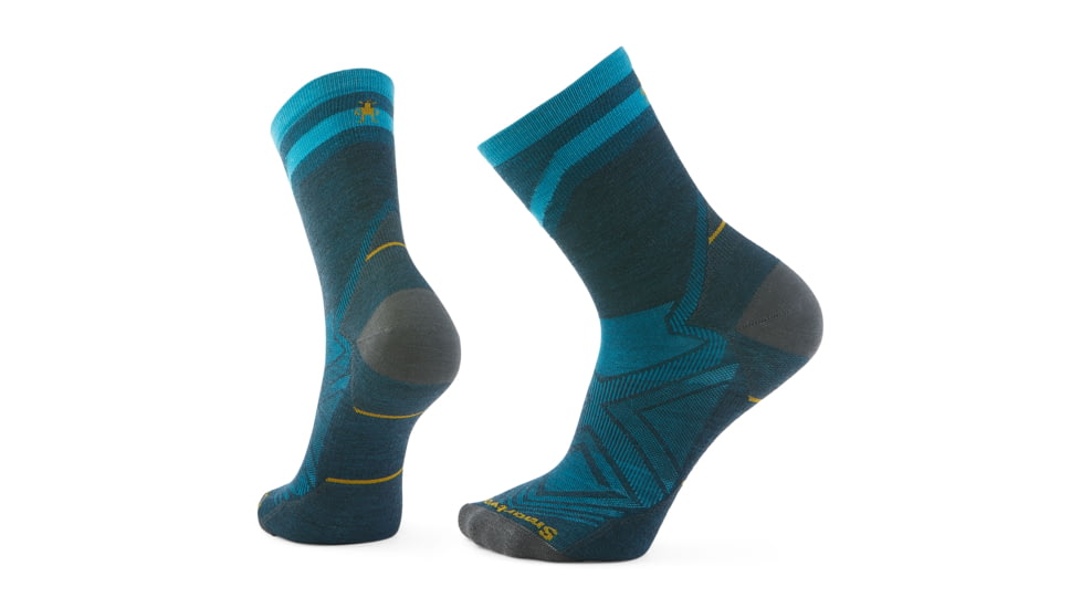 Smartwool Run Zero Cushion Pattern Mid Crew Socks - Mens, Twilight Blue, Extra Large, SW001656G7410XL000