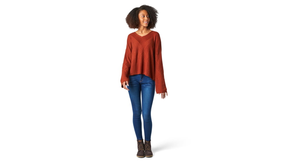 Smartwool Shadow Pine Cable V-Neck Sweater - Womens, Ginger Heather, Medium, SW016394E14-M