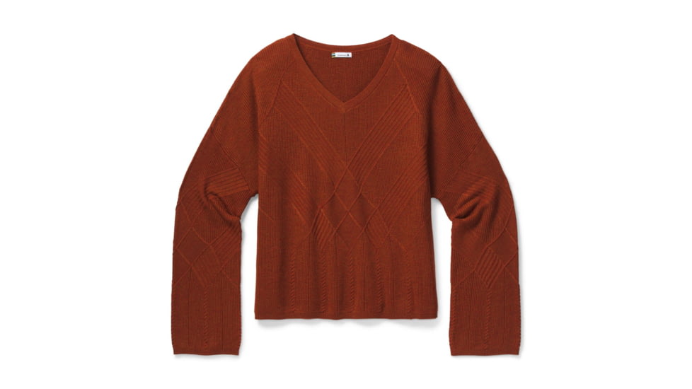 Smartwool Shadow Pine Cable V-Neck Sweater - Womens, Ginger Heather, Medium, SW016394E14-M
