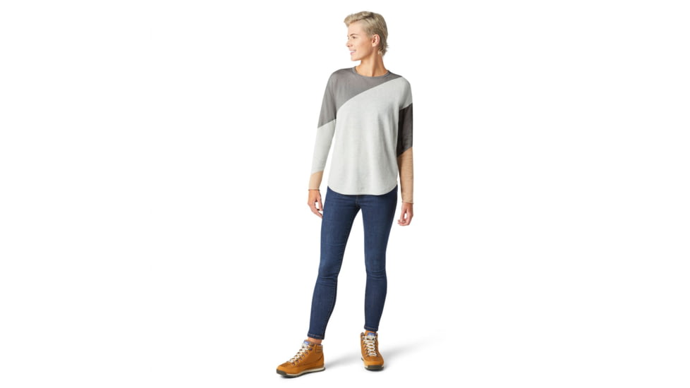 Smartwool Shadow Pine Colorblock Sweater - Womens, Ash Heather, Medium, SW016395047-M